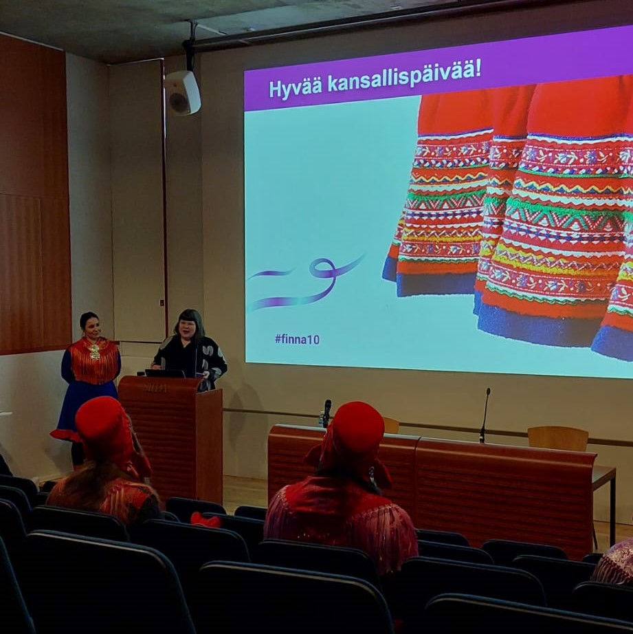 Tilannekuva Finnan juhlavuoden avaustapahtumasta, joka järjestettiin Saamelaismuseo Siidassa.